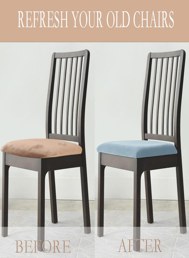 Deisy Dee Velvet Seat Covers for Dining Room Chairs, Chair Covers for Dining Room Set (4, Baby Blue) - Image 3
